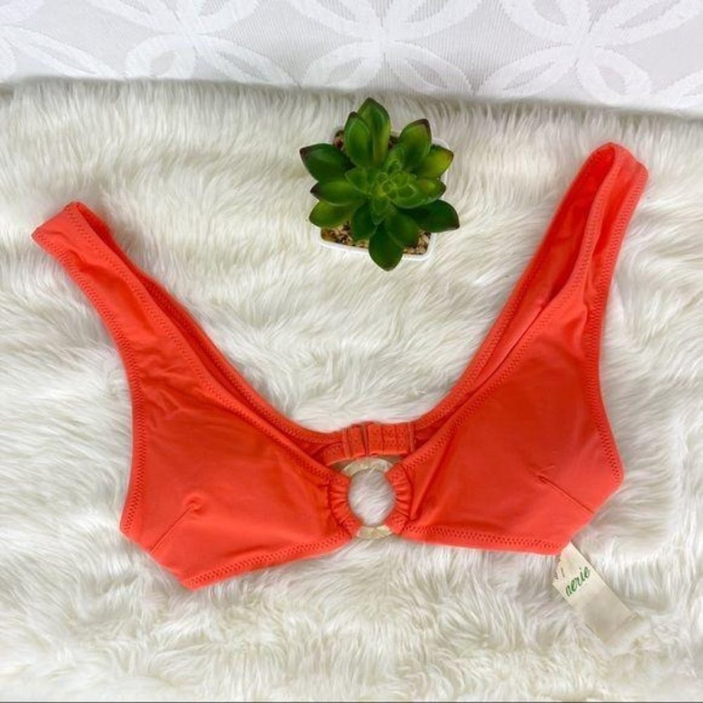 NWT Aerie Melon Wide Strap Plunge Bikini Top - Picture 5 of 8